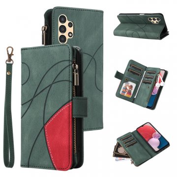 Samsung Galaxy A13 4G Zipper Wallet Magnetic Stand Case Green