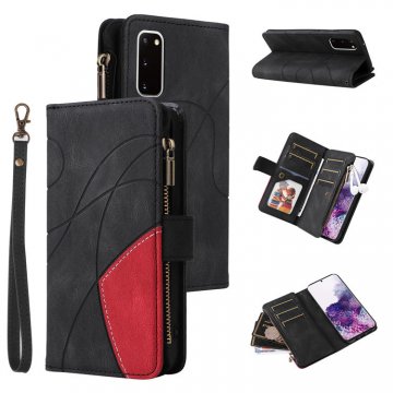 Samsung Galaxy S20 Zipper Wallet Magnetic Stand Case Black