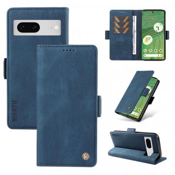 YIKATU Google Pixel 7 Skin-touch Wallet Kickstand Case Blue