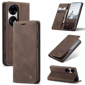 CaseMe Huawei P50 Pro Slim Wallet Kickstand Case Coffee