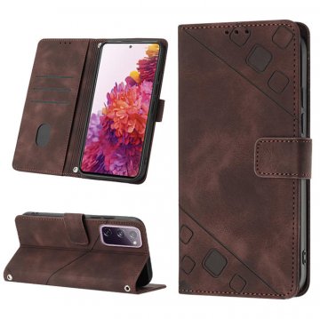 Skin-friendly Samsung Galaxy S20 FE Wallet Stand Case with Wrist Strap Coffee