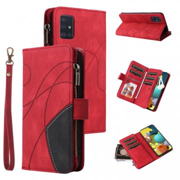 Samsung Galaxy A51 Zipper Wallet Magnetic Stand Case Red