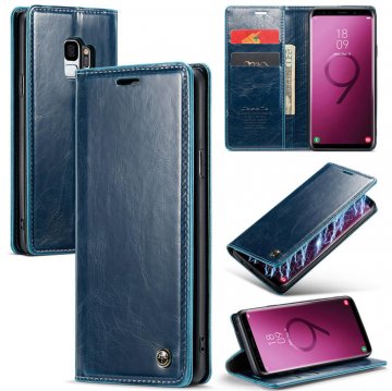 CaseMe Samsung Galaxy S9 Wallet Kickstand Magnetic Case Blue