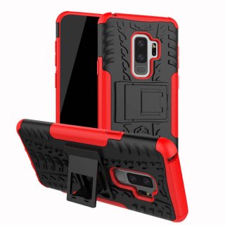 Samsung Galaxy S9 Plus Hybrid Rugged PC + TPU Kickstand Case Red