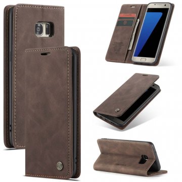 CaseMe Samsung Galaxy S7 Edge Wallet Magnetic Flip Case Coffee