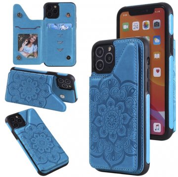 iPhone 11 Pro Embossed Wallet Magnetic Stand Case Blue