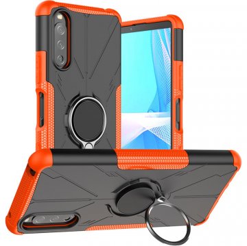 Sony Xperia 10 III Hybrid Rugged Ring Kickstand Case Orange