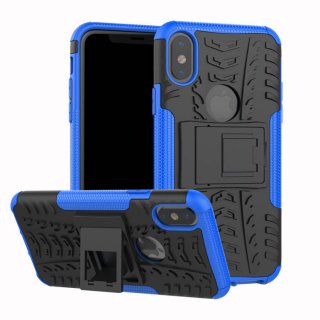 Hybrid Rugged iPhone XS/X Kickstand Shockproof Case Blue