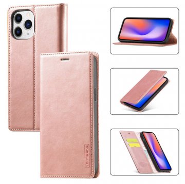 LC.IMEEKE iPhone 12/12 Pro Wallet Kickstand Magnetic Case Rose Gold