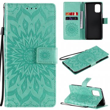 OnePlus 8T Embossed Sunflower Wallet Magnetic Stand Case Green