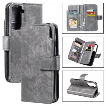 Samsung Galaxy S21 Wallet 9 Card Slots Magnetic Case Gray