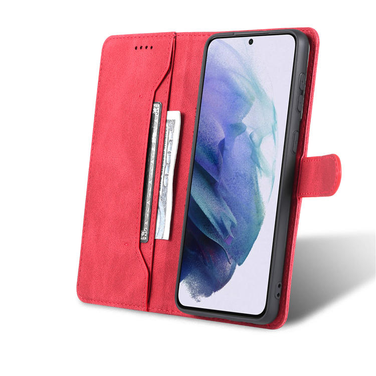 AZNS Samsung Galaxy S21 Wallet Magnetic Kickstand Case Red