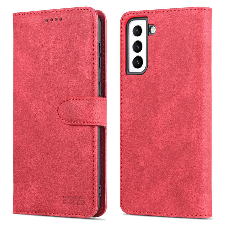 AZNS Samsung Galaxy S21 Wallet Magnetic Kickstand Case Red