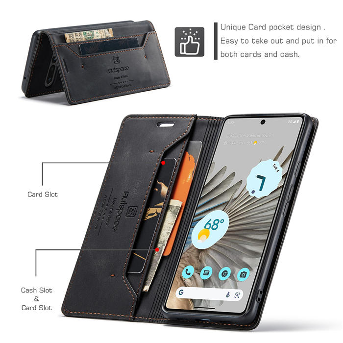 Autspace Google Pixel 7 Pro RFID Blocking Wallet Kickstand Magnetic Case