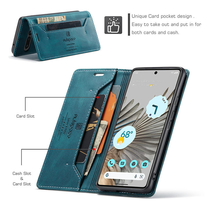 Autspace Google Pixel 7 Pro RFID Blocking Wallet Kickstand Magnetic Case