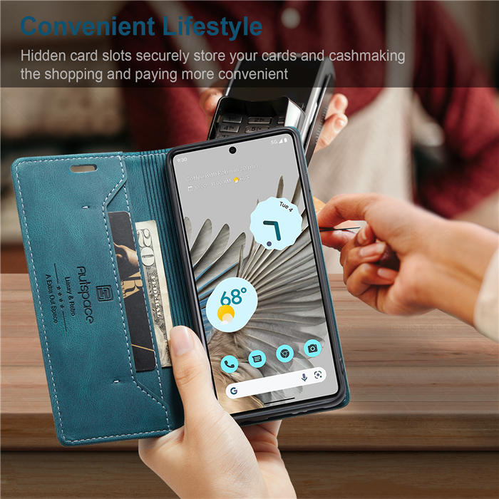 Autspace Google Pixel 7 Pro RFID Blocking Wallet Kickstand Magnetic Case