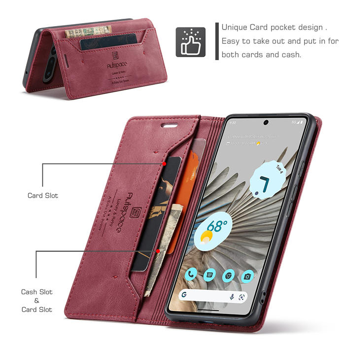 Autspace Google Pixel 7 Pro RFID Blocking Wallet Kickstand Magnetic Case