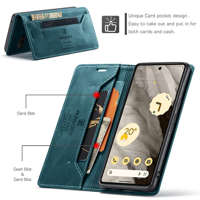 Autspace Google Pixel 7 RFID Blocking Wallet Kickstand Magnetic Case