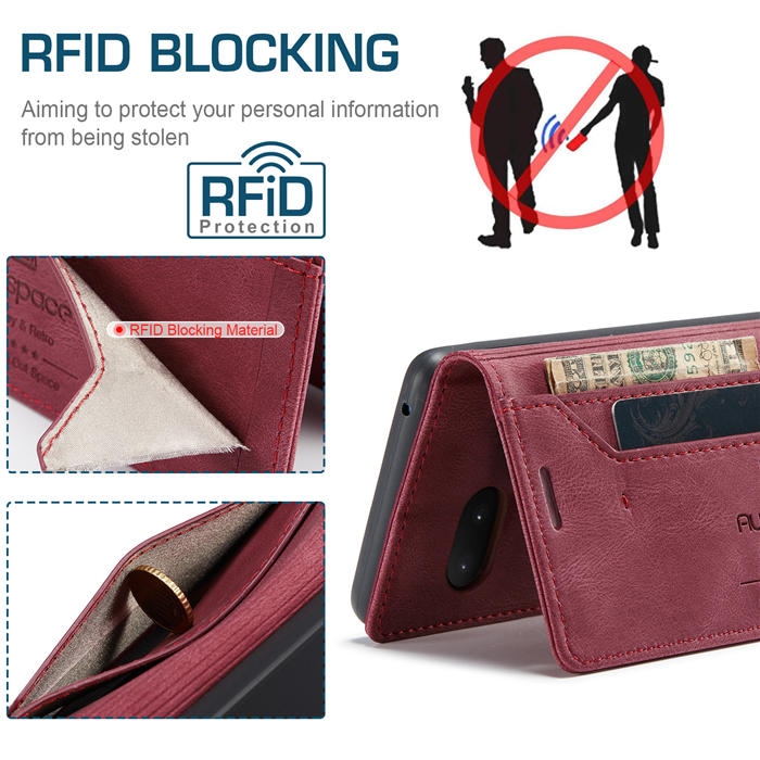 Autspace Google Pixel 7 RFID Blocking Wallet Kickstand Magnetic Case