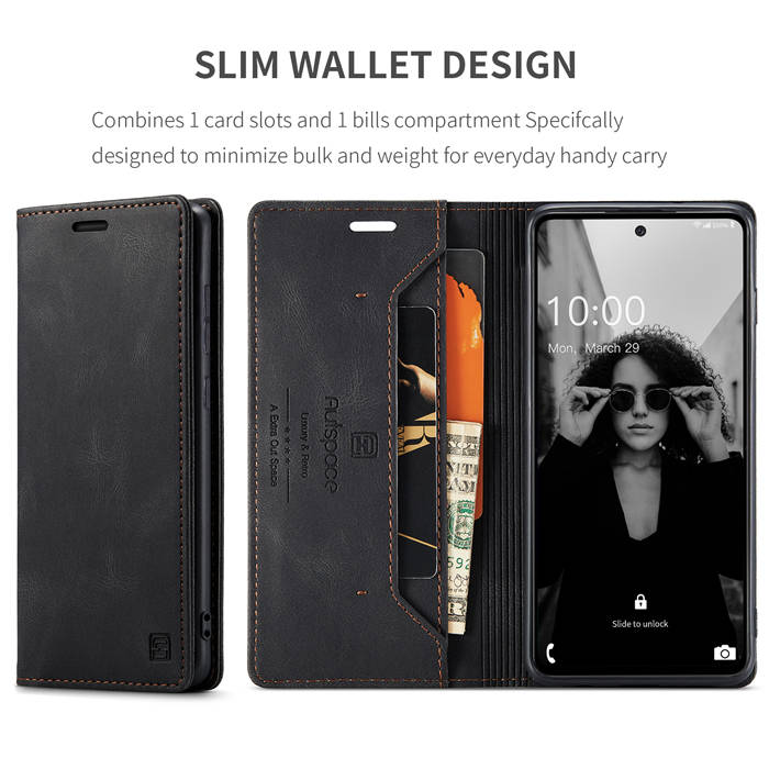 Autspace Samsung Galaxy A52 5G Wallet Magnetic Case Black