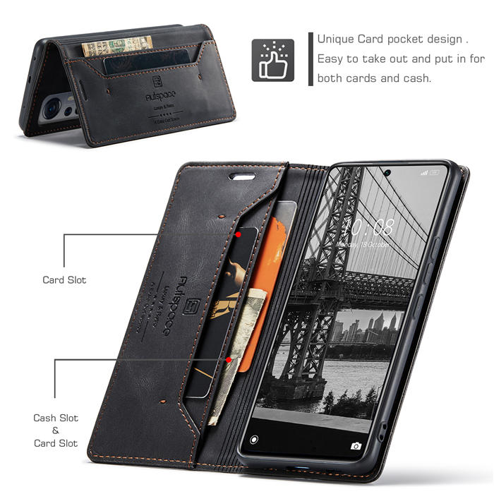 Autspace Xiaomi 12 Lite RFID Blocking Wallet Kickstand Magnetic Case