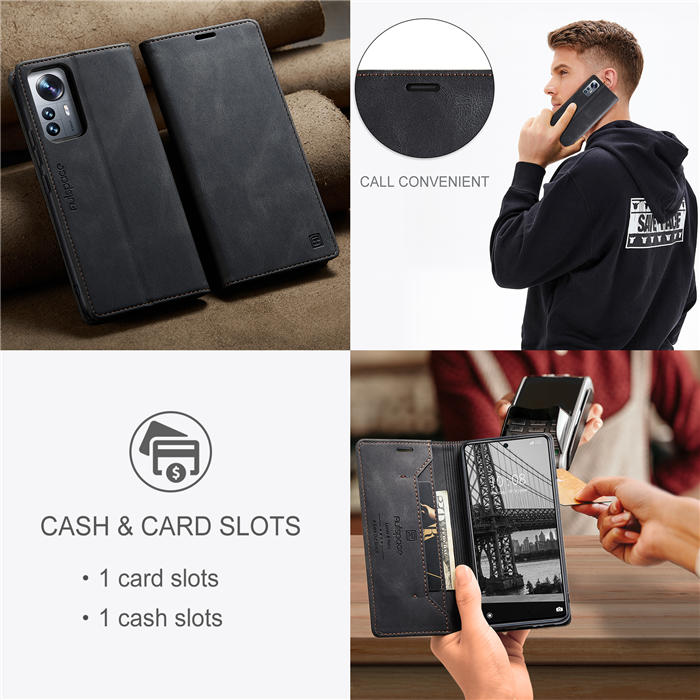 Autspace Xiaomi 12 Lite RFID Blocking Wallet Kickstand Magnetic Case
