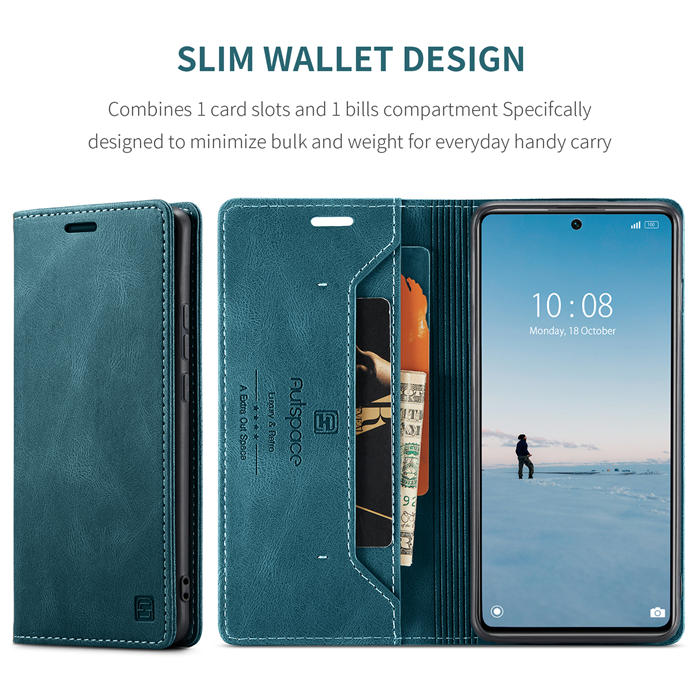 Autspace Xiaomi 12 Lite RFID Blocking Wallet Kickstand Magnetic Case