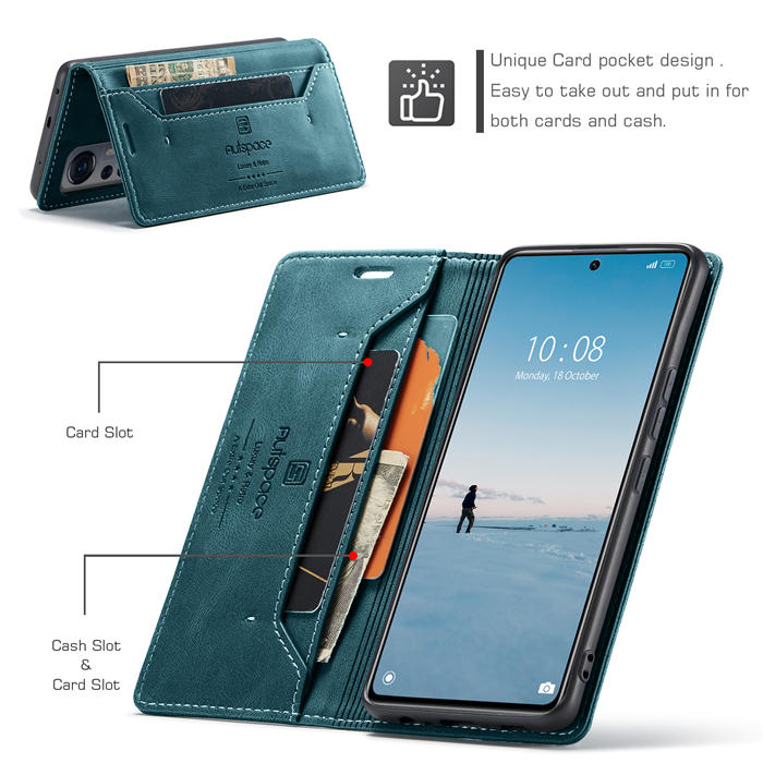 Autspace Xiaomi 12 Lite RFID Blocking Wallet Kickstand Magnetic Case