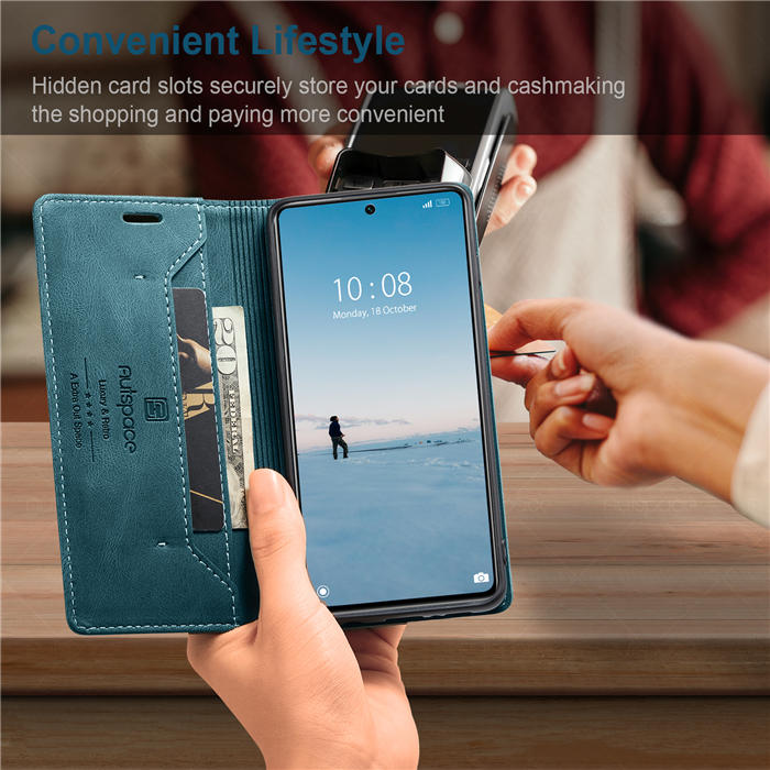 Autspace Xiaomi 12 Lite RFID Blocking Wallet Kickstand Magnetic Case