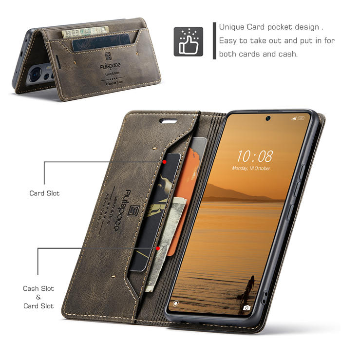 Autspace Xiaomi 12 Lite RFID Blocking Wallet Kickstand Magnetic Case