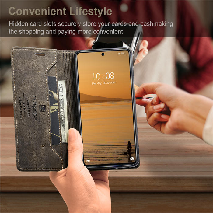 Autspace Xiaomi 12 Lite RFID Blocking Wallet Kickstand Magnetic Case