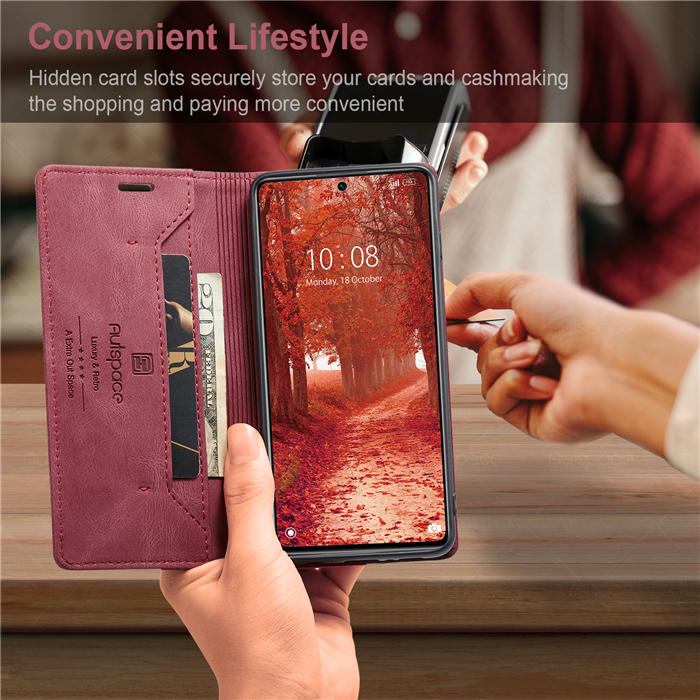 Autspace Xiaomi 12 Lite RFID Blocking Wallet Kickstand Magnetic Case