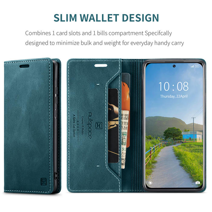 Autspace Xiaomi 12 Pro RFID Blocking Wallet Kickstand Magnetic Case