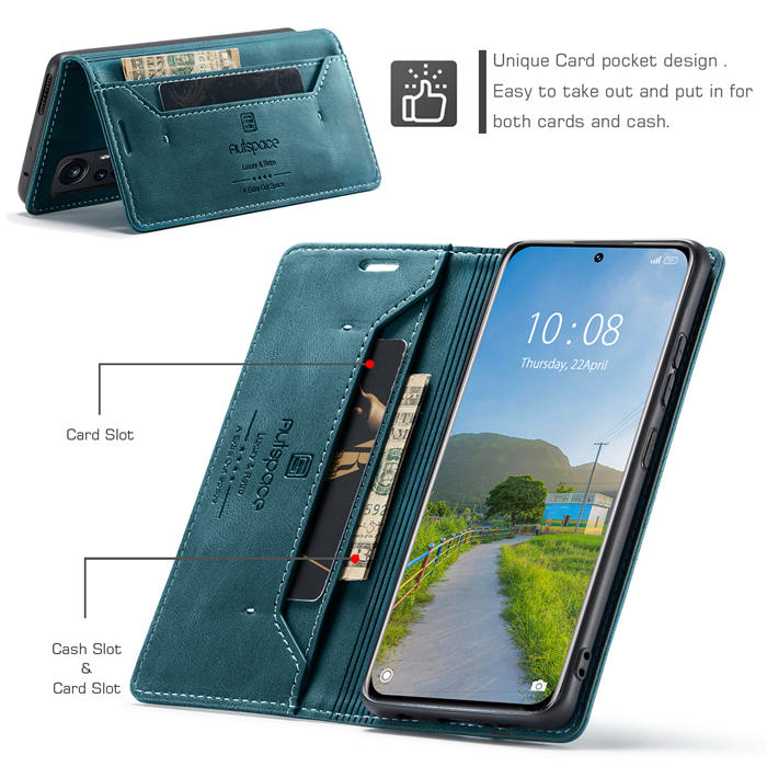 Autspace Xiaomi 12 Pro RFID Blocking Wallet Kickstand Magnetic Case