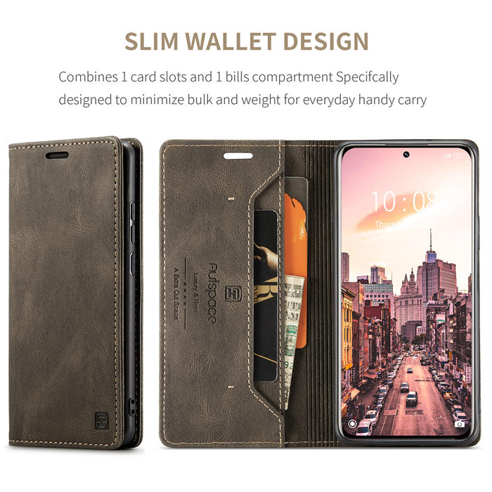 Autspace Xiaomi 12 Pro RFID Blocking Wallet Kickstand Magnetic Case