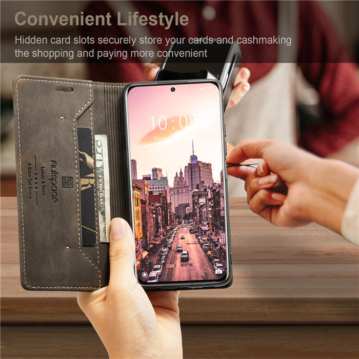 Autspace Xiaomi 12 Pro RFID Blocking Wallet Kickstand Magnetic Case