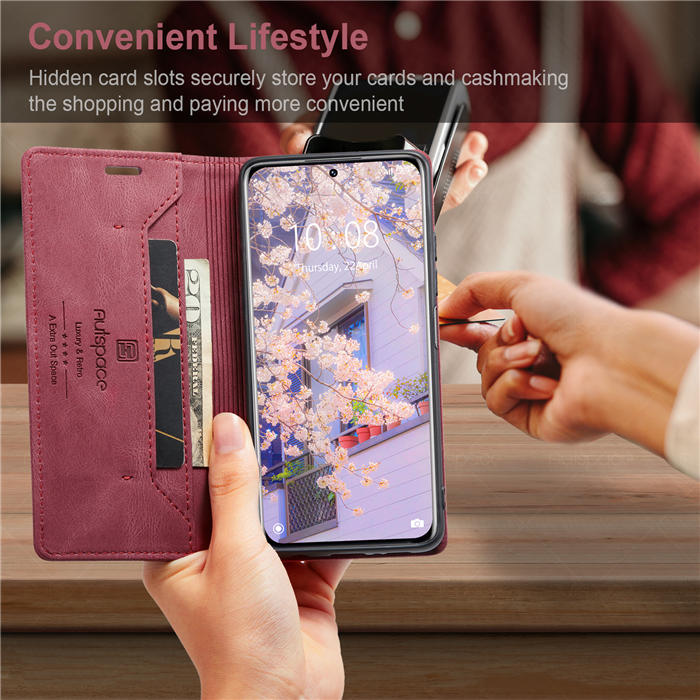 Autspace Xiaomi 12 Pro RFID Blocking Wallet Kickstand Magnetic Case