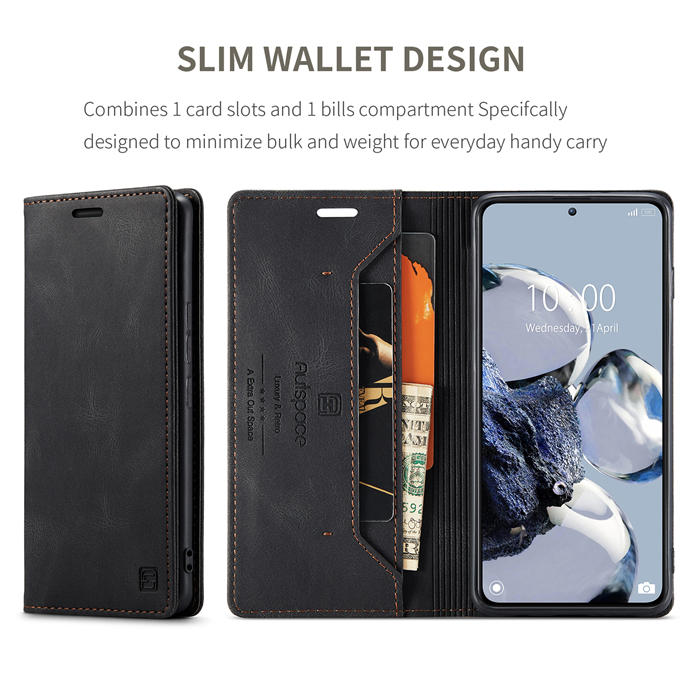 Autspace Xiaomi 12T/12T Pro RFID Blocking Wallet Kickstand Magnetic Case