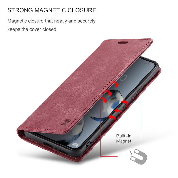 Autspace Xiaomi 12T/12T Pro RFID Blocking Wallet Kickstand Magnetic Case