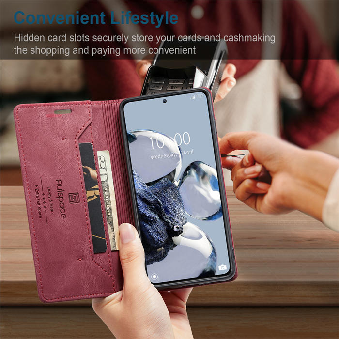 Autspace Xiaomi 12T/12T Pro RFID Blocking Wallet Kickstand Magnetic Case