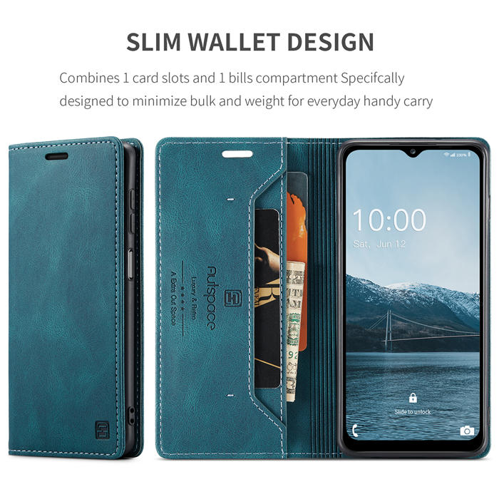 Autspace Samsung Galaxy A14 5G RFID Blocking Wallet Kickstand Magnetic Case