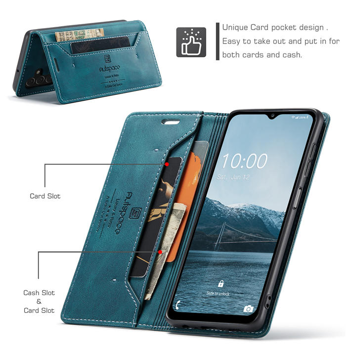 Autspace Samsung Galaxy A14 5G RFID Blocking Wallet Kickstand Magnetic Case