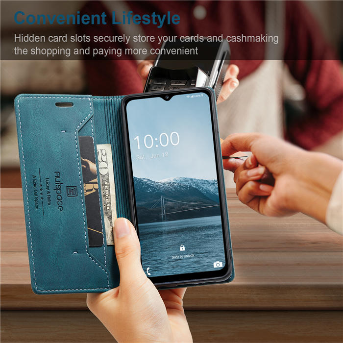 Autspace Samsung Galaxy A14 5G RFID Blocking Wallet Kickstand Magnetic Case