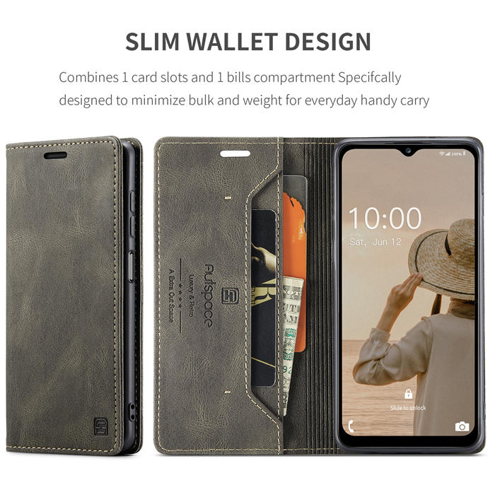 Autspace Samsung Galaxy A14 5G RFID Blocking Wallet Kickstand Magnetic Case