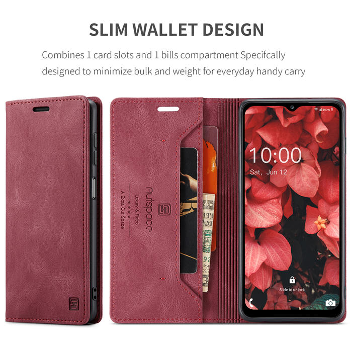 Autspace Samsung Galaxy A14 5G RFID Blocking Wallet Kickstand Magnetic Case