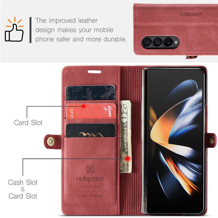 AutSpace Samsung Galaxy Z Fold4 Wallet KiskStand Case