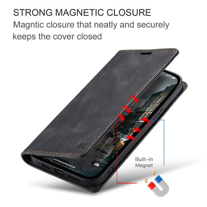 Autspace iPhone 15 Pro Max RFID Blocking Wallet Case