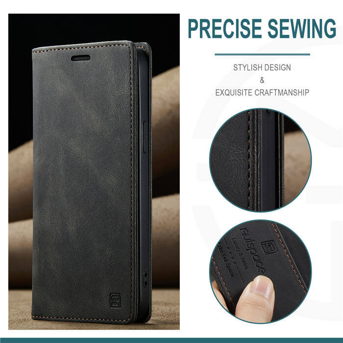 Autspace iPhone 15 Pro Max RFID Blocking Wallet Case