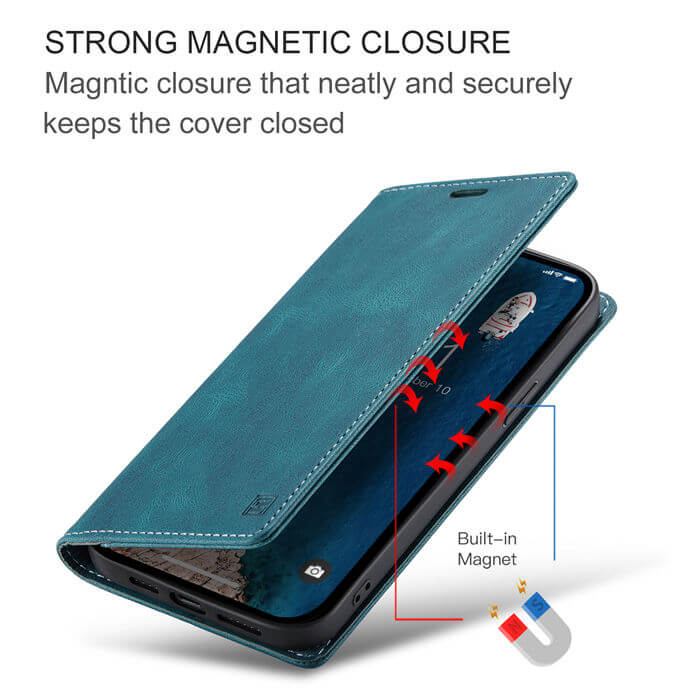 Autspace iPhone 15 Pro Max RFID Blocking Wallet Case