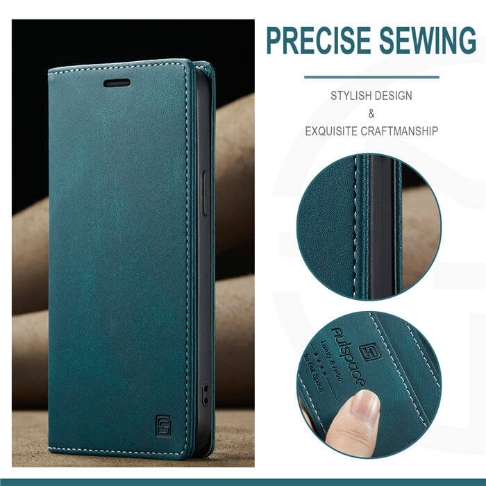 Autspace iPhone 15 Pro Max RFID Blocking Wallet Case